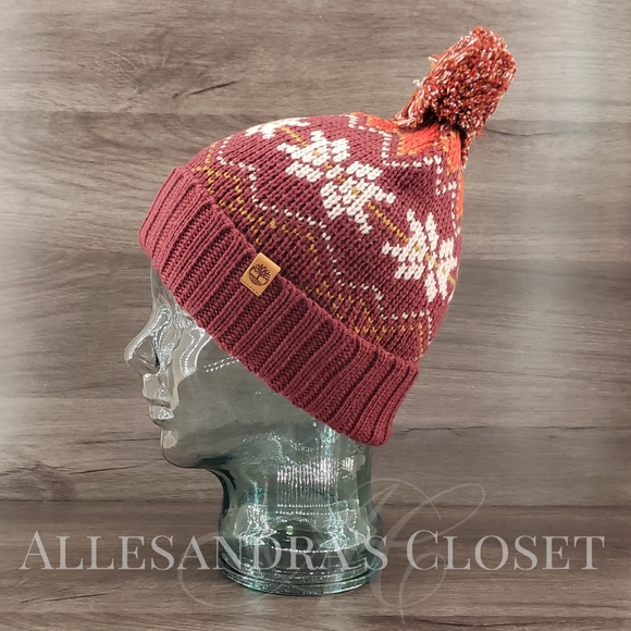 BUNDLE ‐ 2 Timberland Hats Beanies Multi Fair Isle Pompom Knit Outdoor NWT - Picture 12 of 15